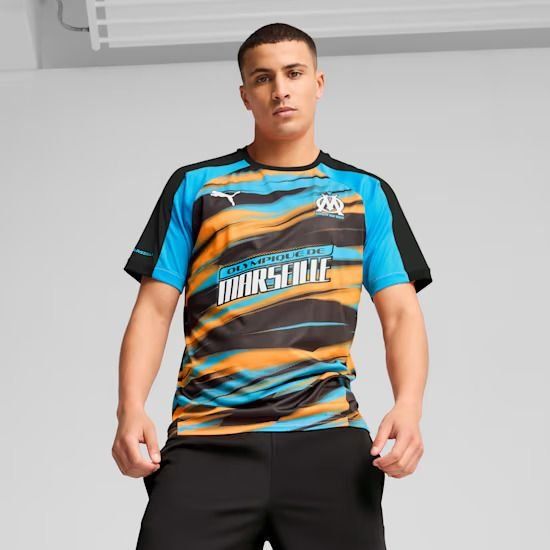 Marseille T-Shirt Faster - Heat Fire/Bleu Azur - Men's-SoccerKits Hub | Buy Soccer Jerseys Online